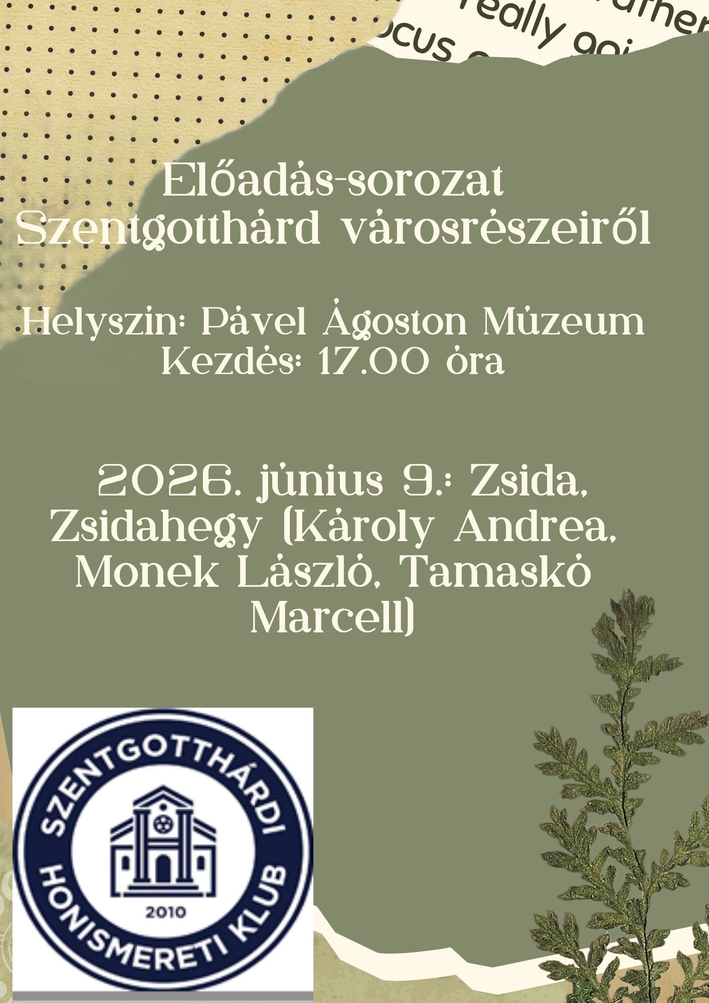 Előadás a Városrészekről - Zsida, Zsidahegy